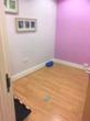Empty treatment room available for rent in Pimplico clinic, near victoria station london with pink walls & wood floor