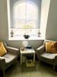 London Counselling or Talking therapy room to rent near Bank and Liverpool Streetwith grey yellow stylish decor & armchairs