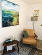 Sloane Square Therapy room to rent in Central London, SW1W, with peaceful painting wall art, for a Belgravia therapist or counsellor