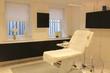London aesthetic room or beauty room to rent in Harley Street clinic with electric treatment table massage couch & stylish sophisticated elegant interior design
