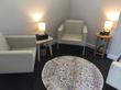 Therapy room to rent in Brixton, Herne Hill, South London, SW2, contemporary design, white armchairs, great for spiritual work too